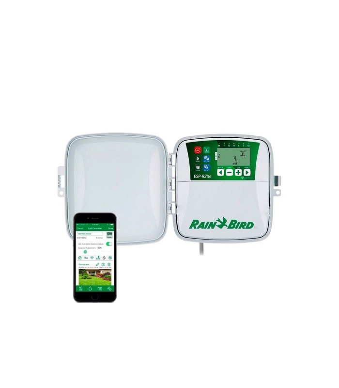 programador de riego automatico profesional temporizador esp-rzxe 6 zonas  estaciones compatible con wifi rzxe6i-230v rain bird